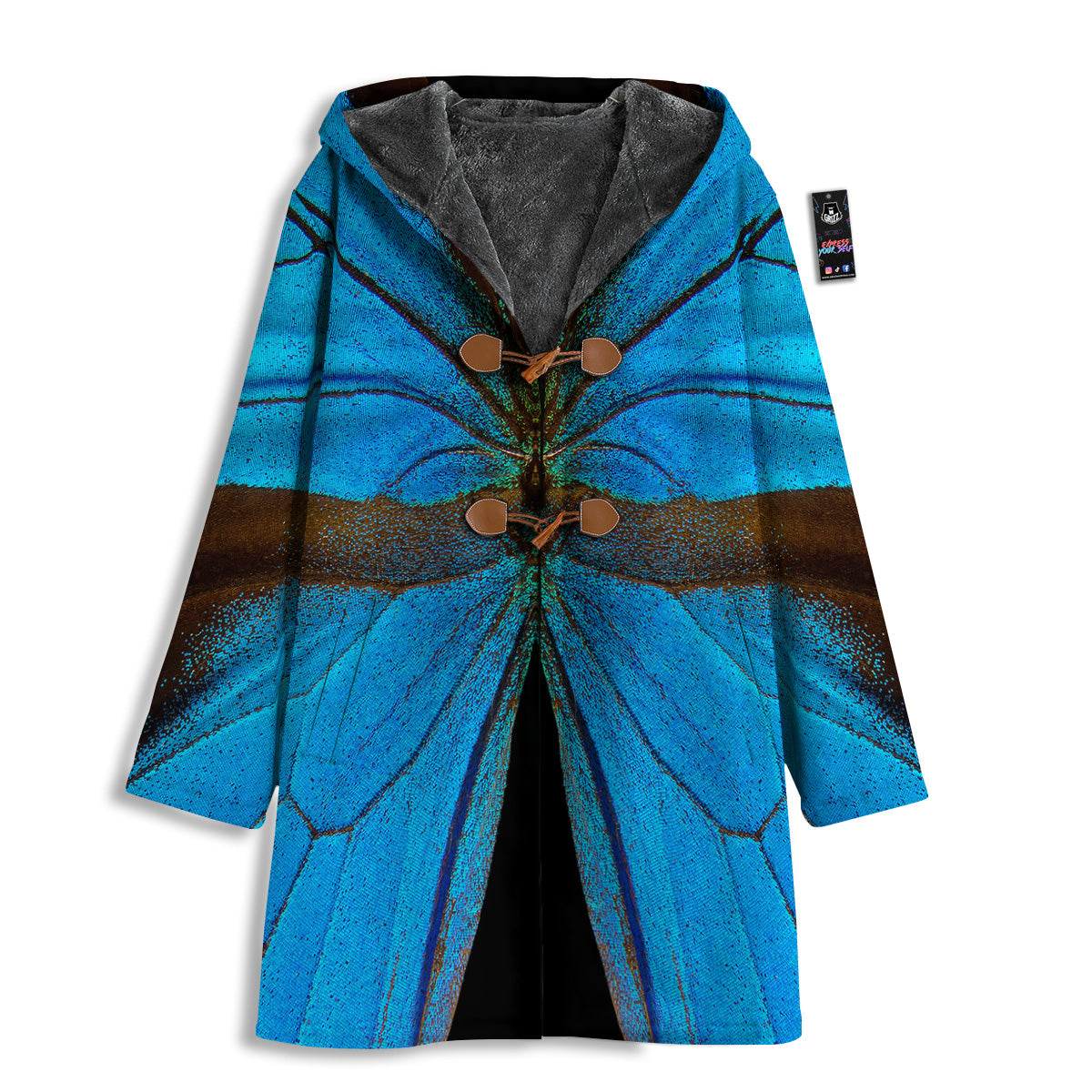 Butterfly Wings Blue Print Men's Windbreaker Jacket-grizzshop