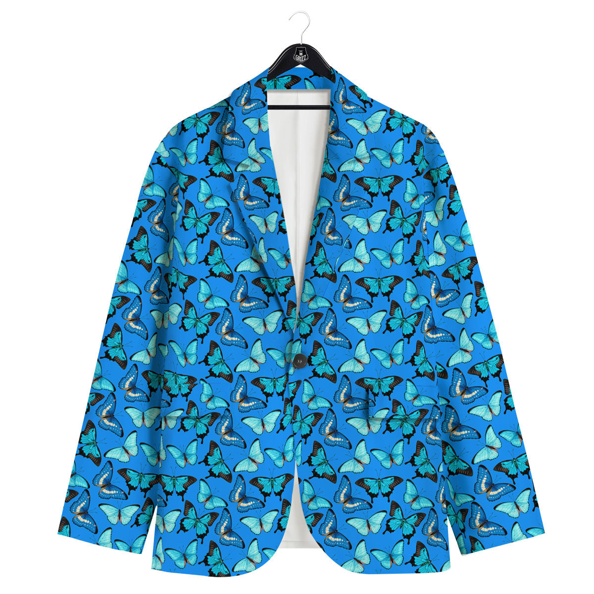 Butterfly Wings Blue Print Pattern Men's Sport Coat-grizzshop