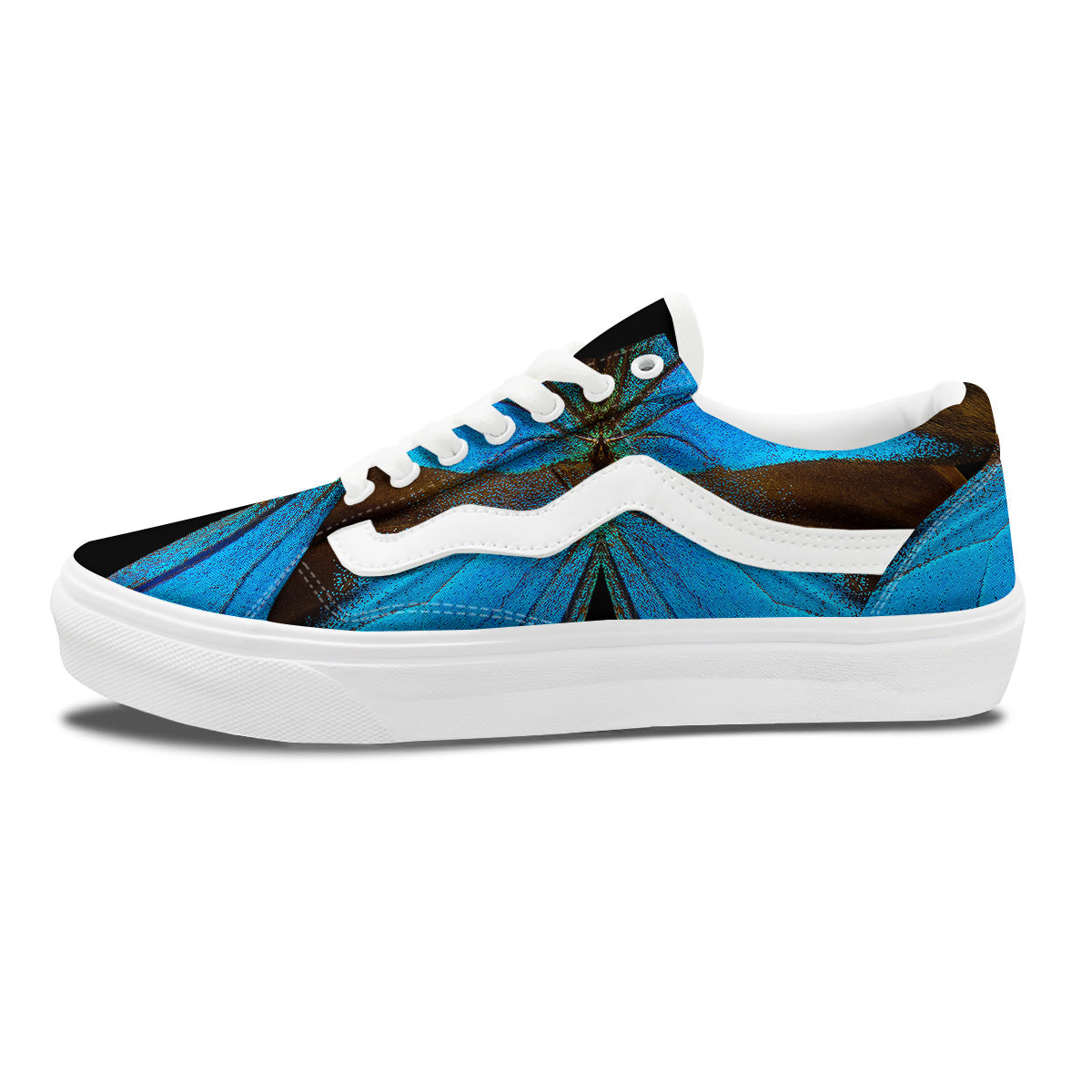 Butterfly Wings Blue Print Skate Shoes-grizzshop