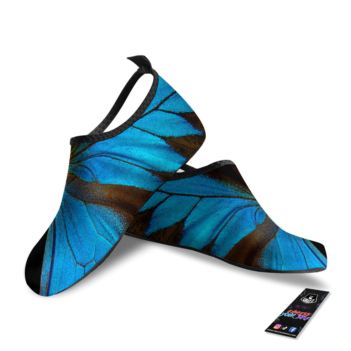 Butterfly Wings Blue Print Water Shoes-grizzshop