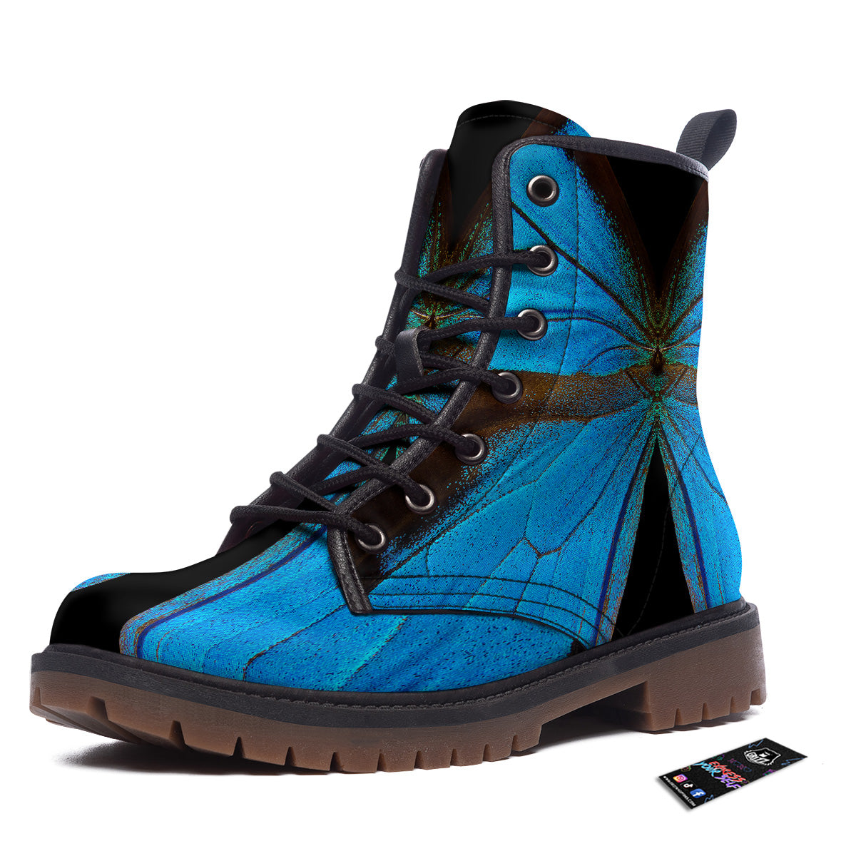 Butterfly Wings Blue Print Work Boots-grizzshop