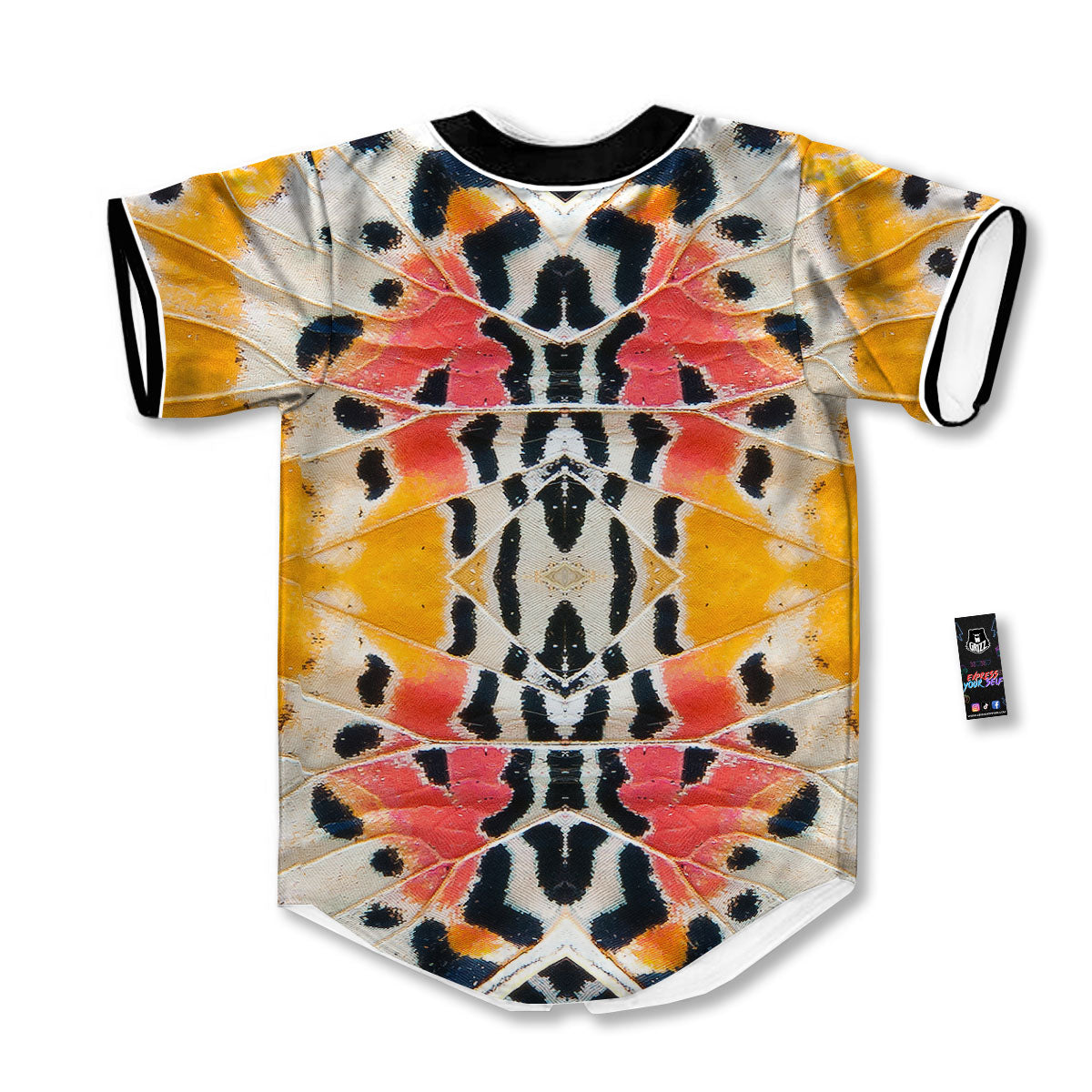 Butterfly Wings Orange Monarch Print Baseball Jersey-grizzshop