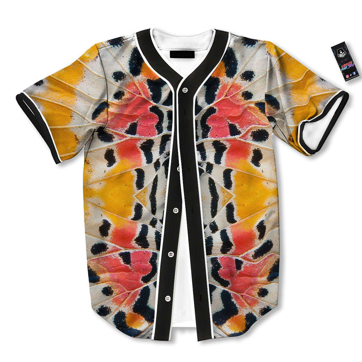 Butterfly Wings Orange Monarch Print Baseball Jersey-grizzshop