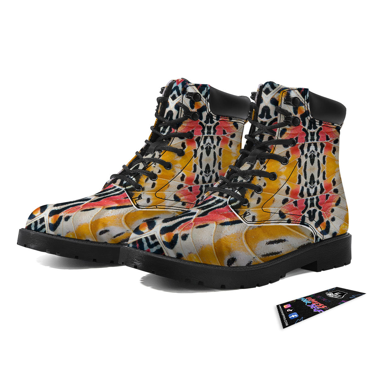 Butterfly Wings Orange Monarch Print Boots-grizzshop