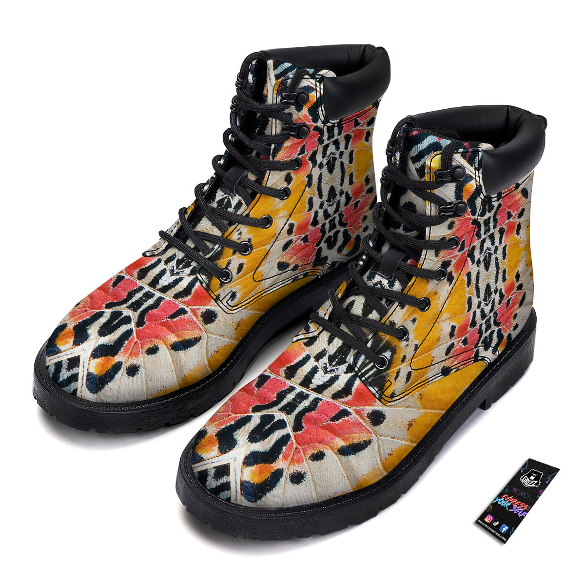 Butterfly Wings Orange Monarch Print Boots-grizzshop