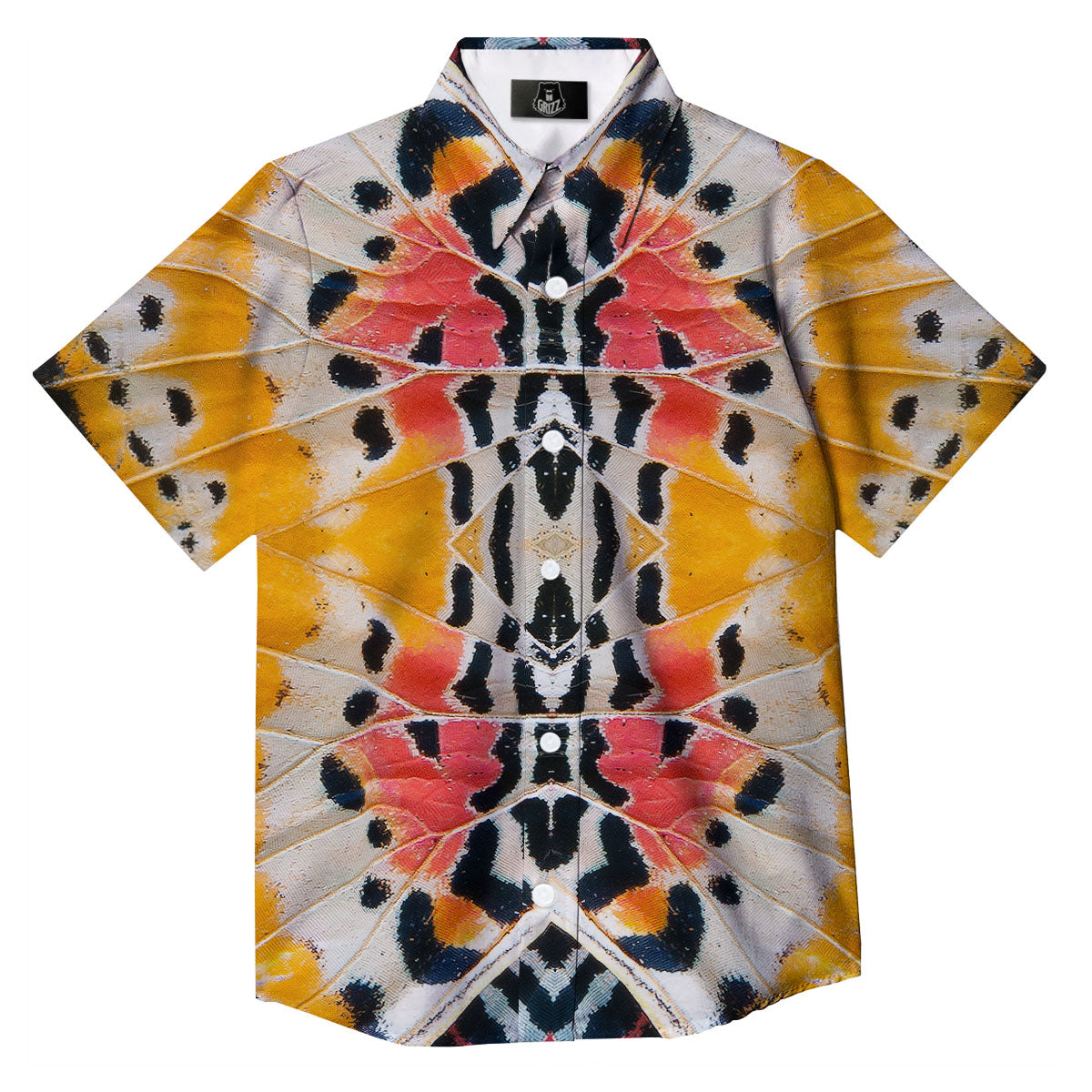 Butterfly Wings Orange Monarch Print Button Up Shirt-grizzshop