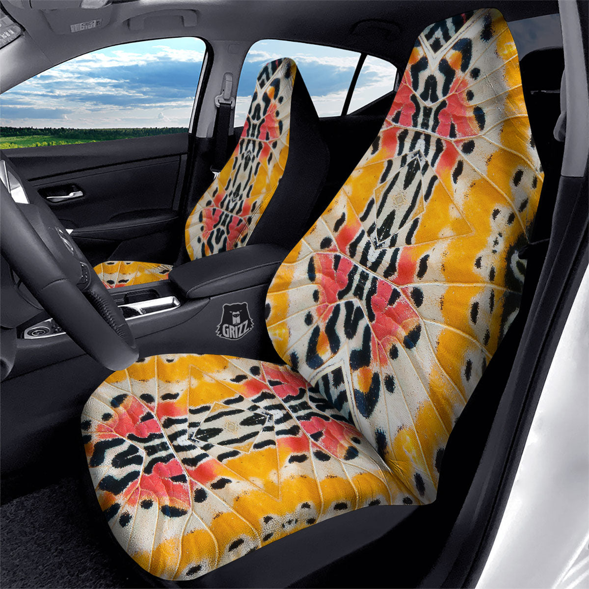 Butterfly Wings Orange Monarch Print Car Seat Covers-grizzshop