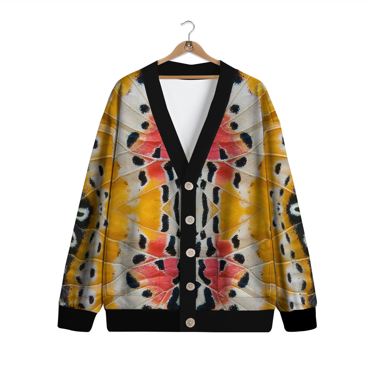 Butterfly Wings Orange Monarch Print Cardigan-grizzshop
