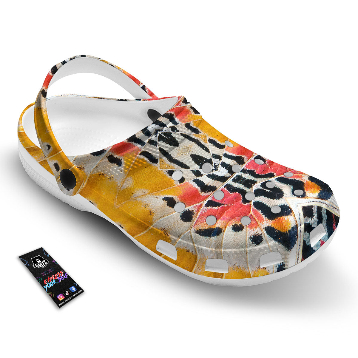 Butterfly Wings Orange Monarch Print Clog-grizzshop