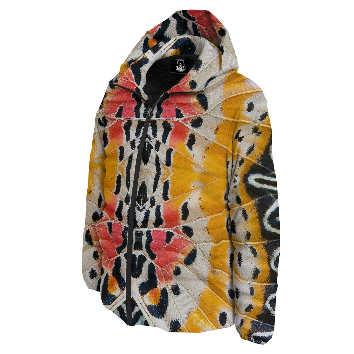 Butterfly Wings Orange Monarch Print Down Jacket-grizzshop