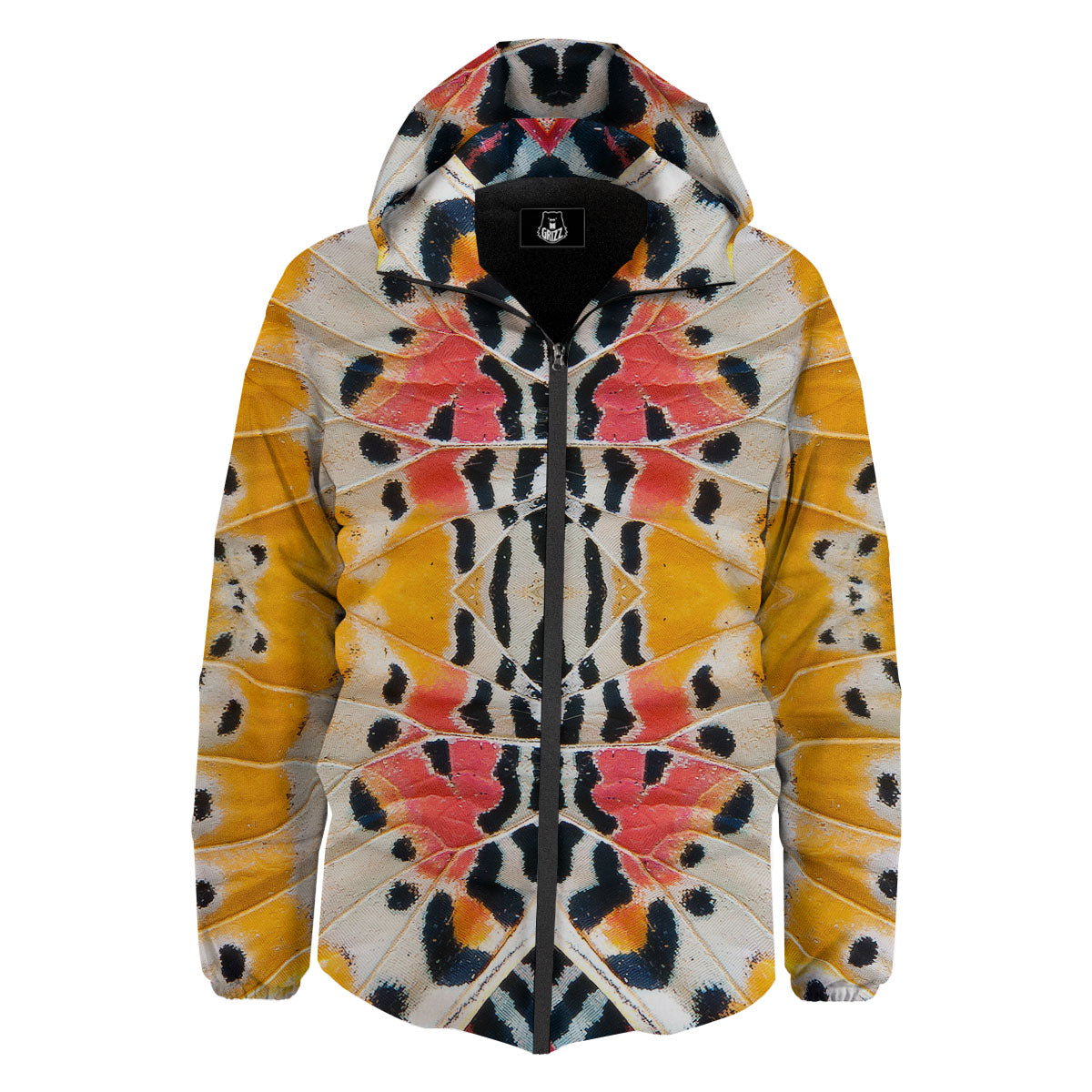 Butterfly Wings Orange Monarch Print Down Jacket-grizzshop
