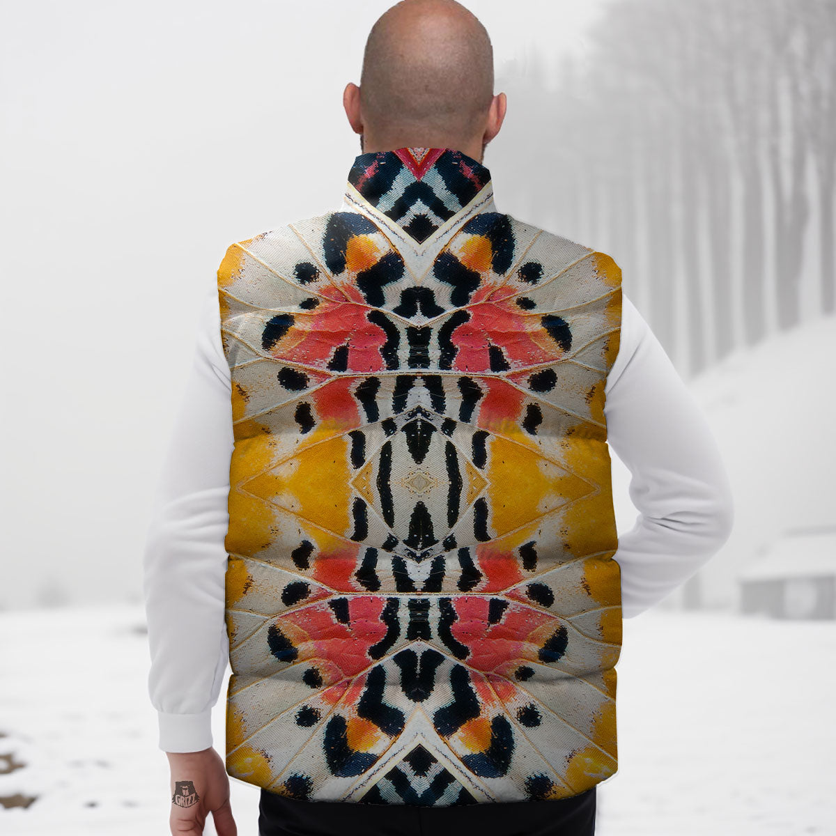 Butterfly Wings Orange Monarch Print Down Vest