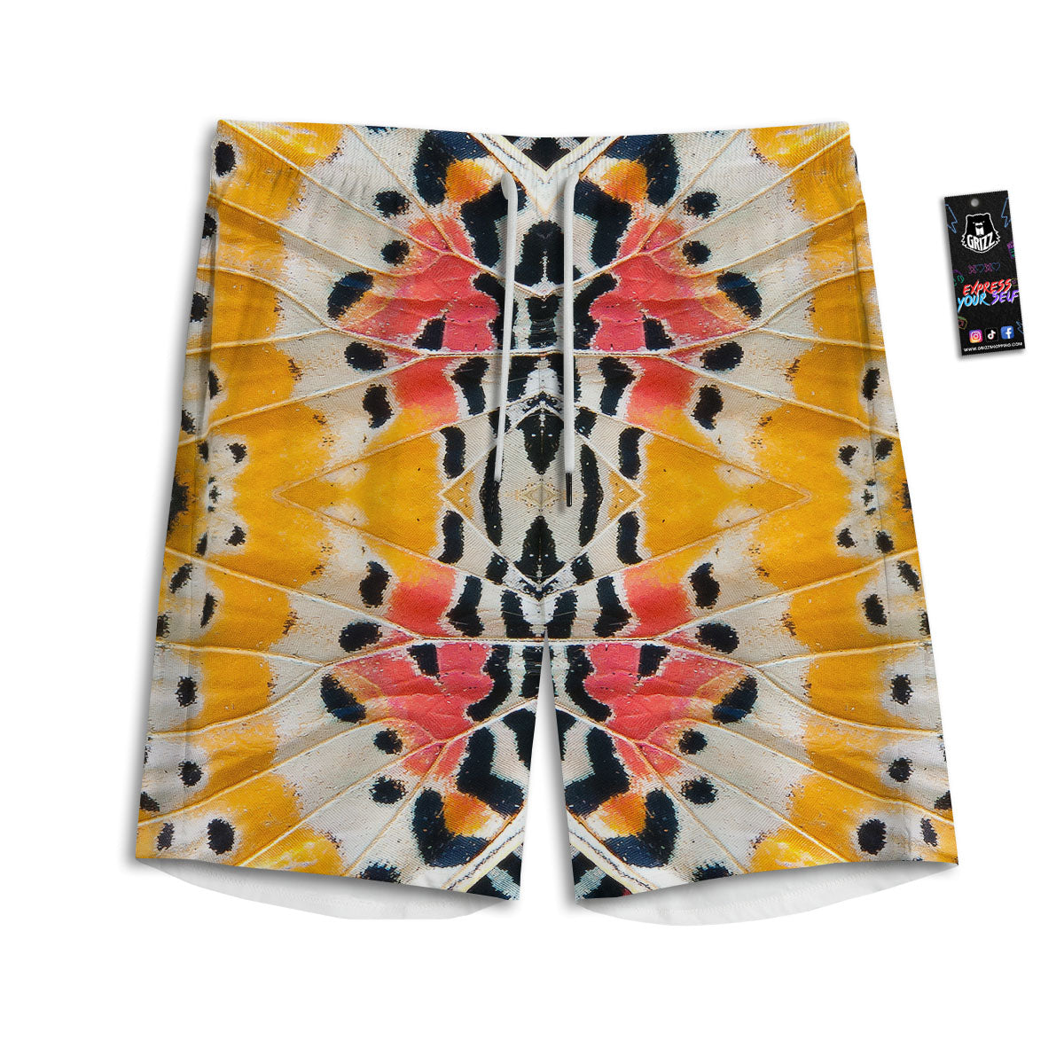 Butterfly Wings Orange Monarch Print Men's Athletic Shorts