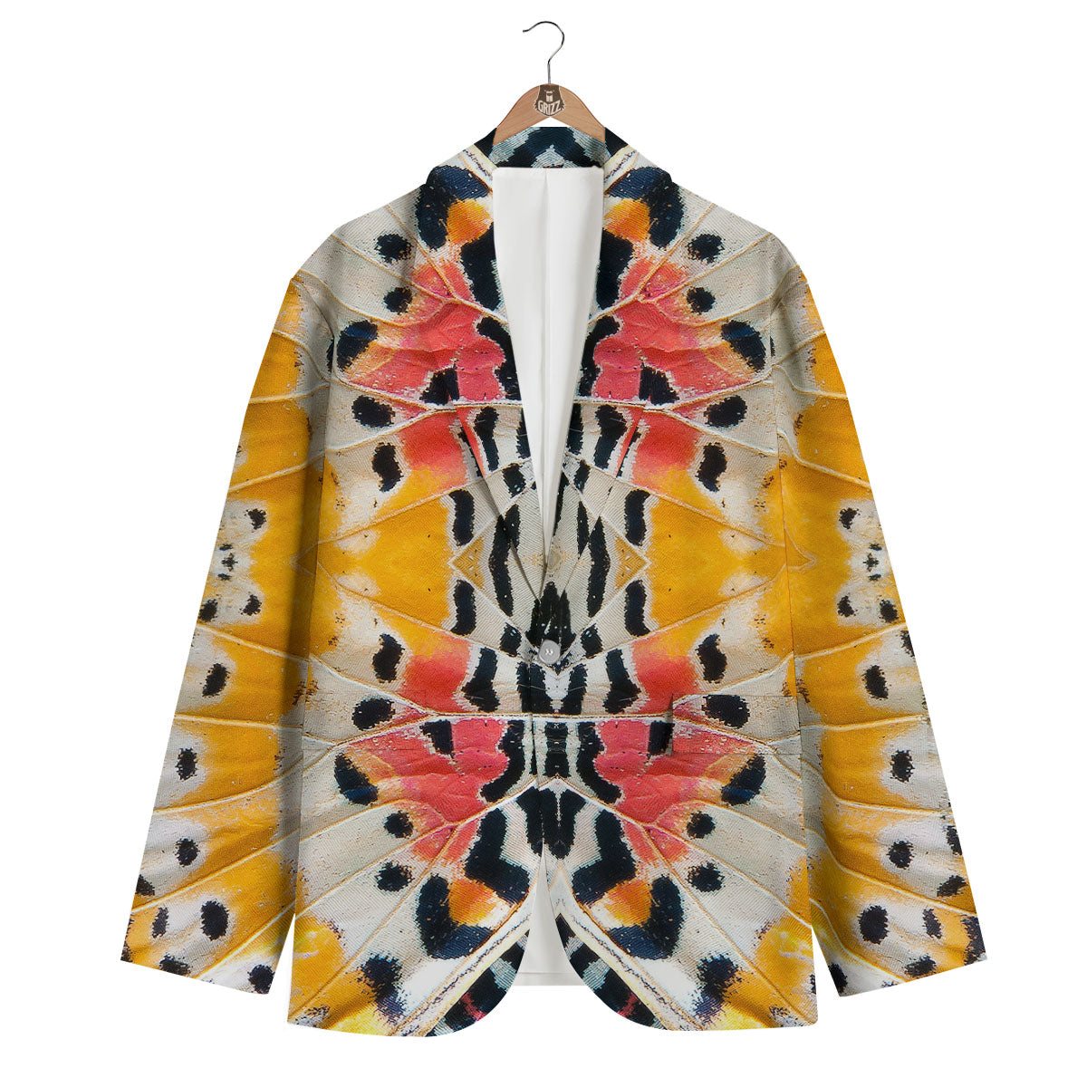 Butterfly Wings Orange Monarch Print Men's Blazer-grizzshop
