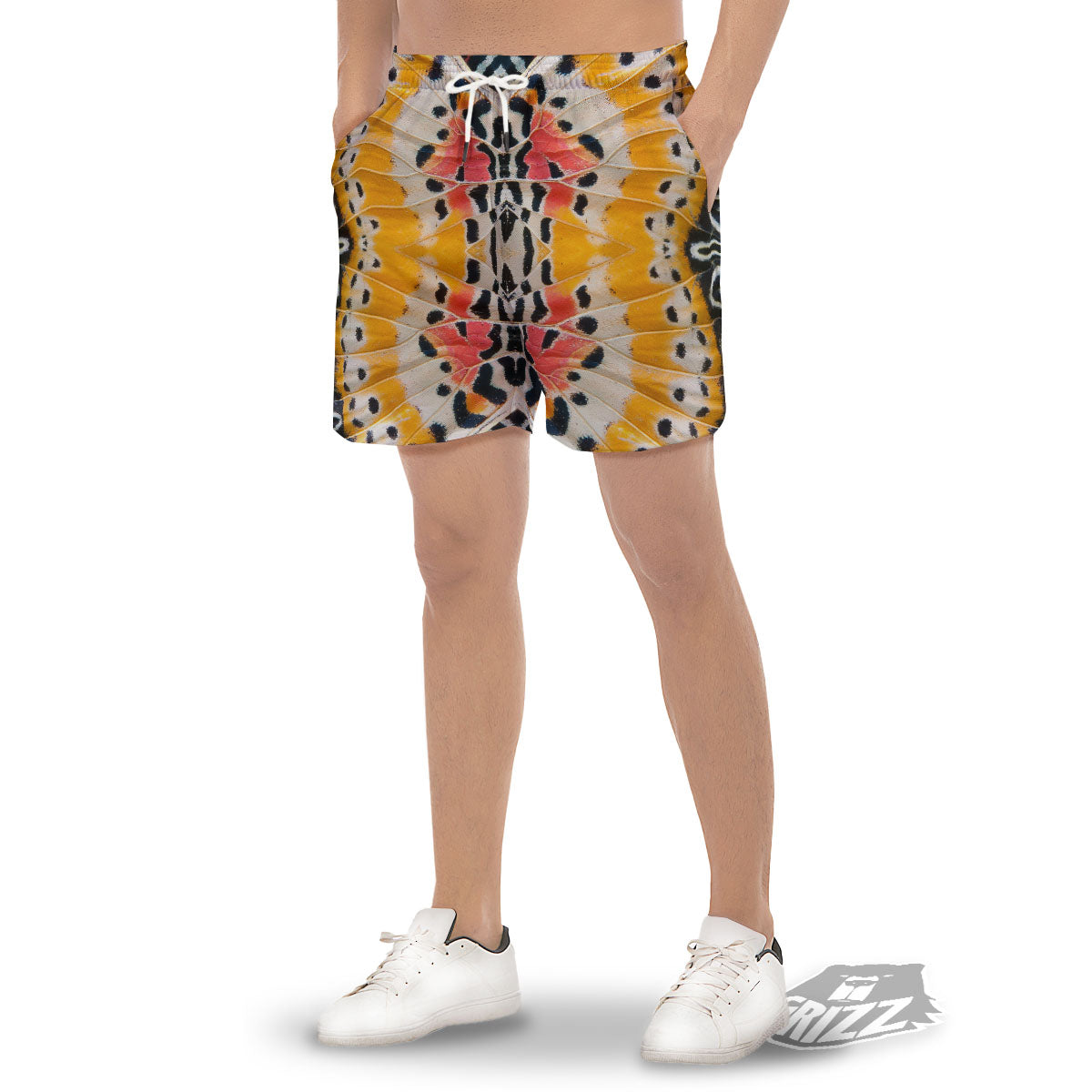 Butterfly Wings Orange Monarch Print Men's Gym Shorts-grizzshop