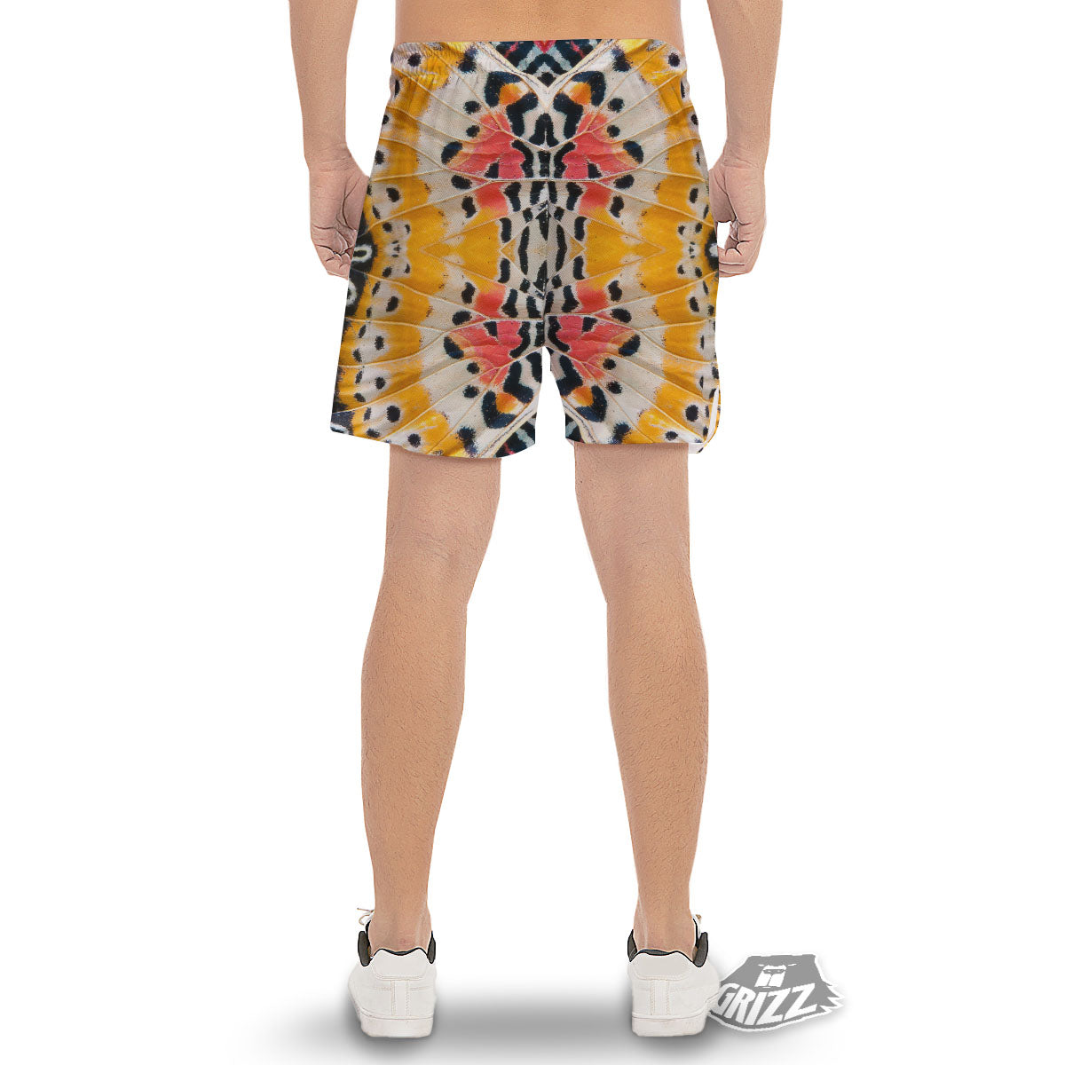 Butterfly Wings Orange Monarch Print Men's Gym Shorts-grizzshop