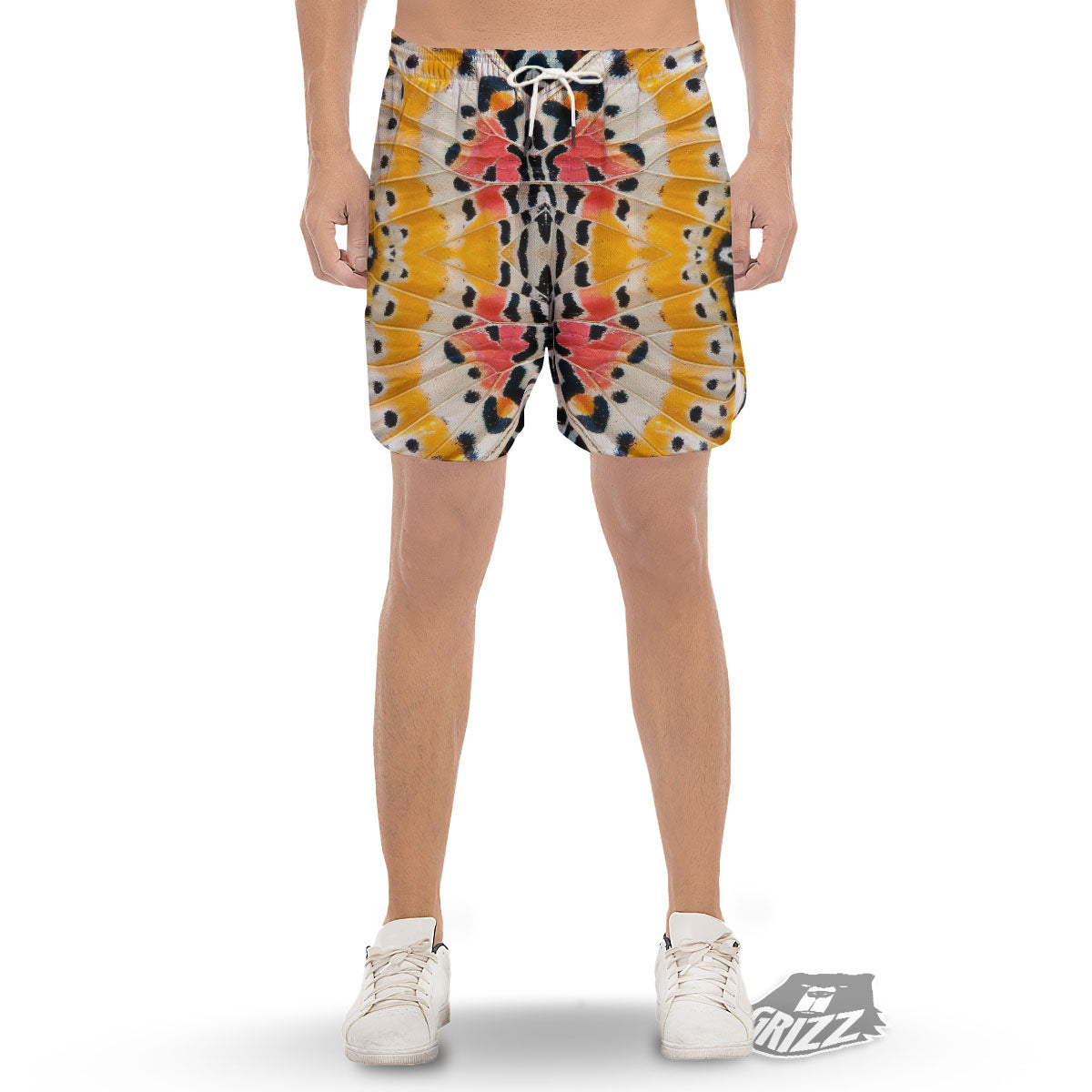 Butterfly Wings Orange Monarch Print Men's Gym Shorts-grizzshop