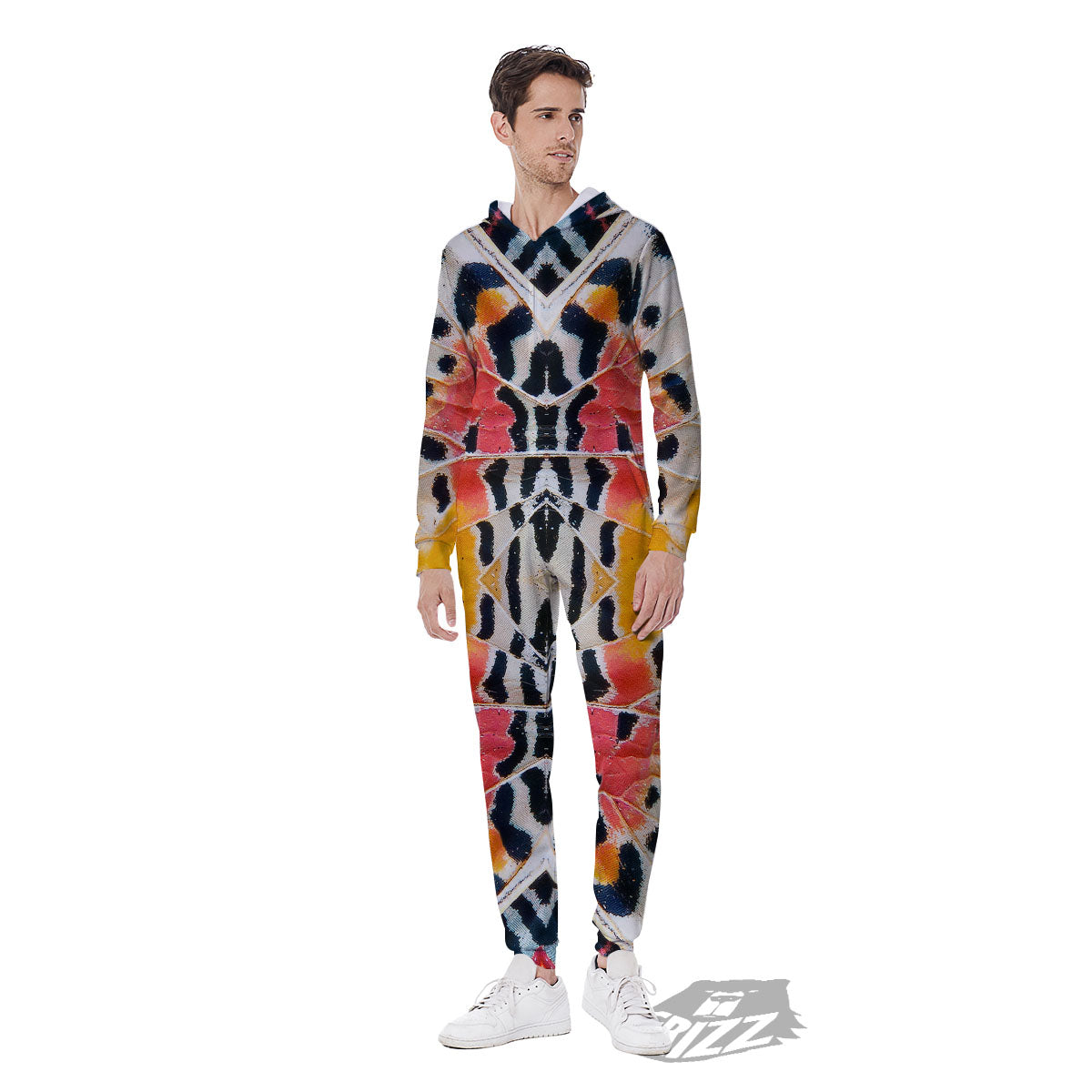 Butterfly Wings Orange Monarch Print Men's Jumpsuit-grizzshop
