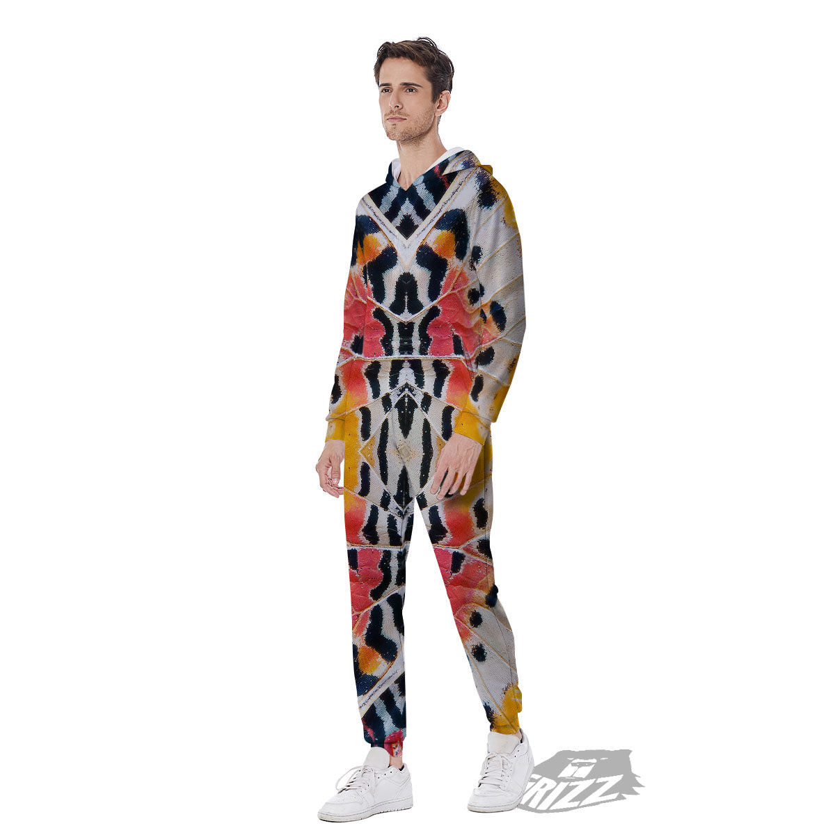 Butterfly Wings Orange Monarch Print Men's Jumpsuit-grizzshop