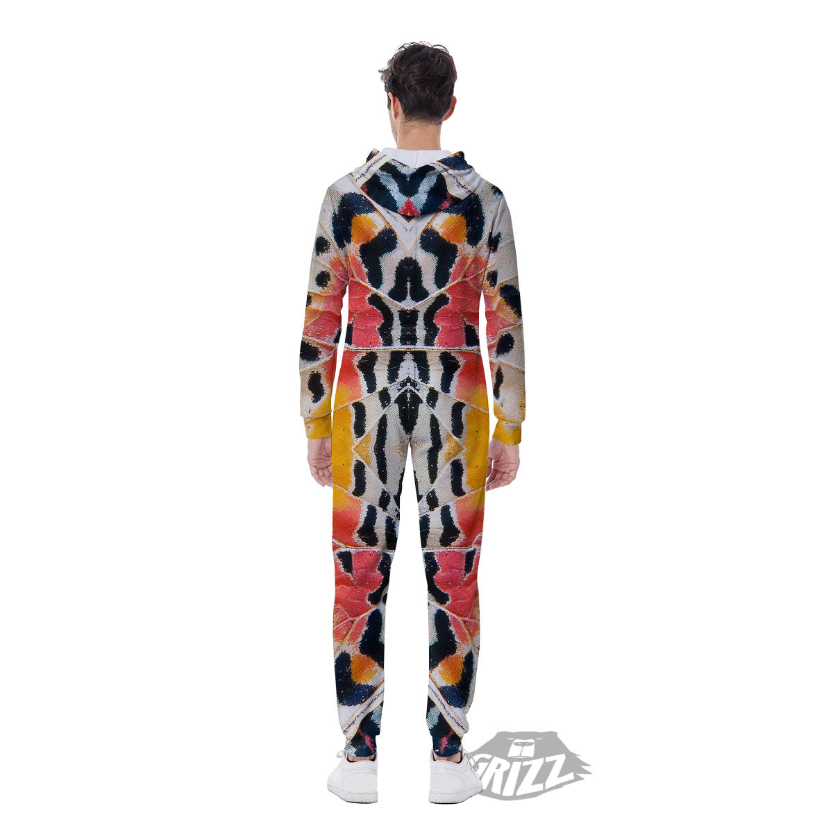 Butterfly Wings Orange Monarch Print Men's Jumpsuit-grizzshop