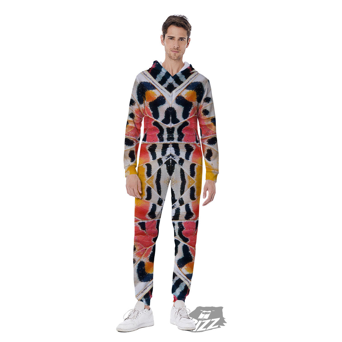 Butterfly Wings Orange Monarch Print Men's Jumpsuit-grizzshop