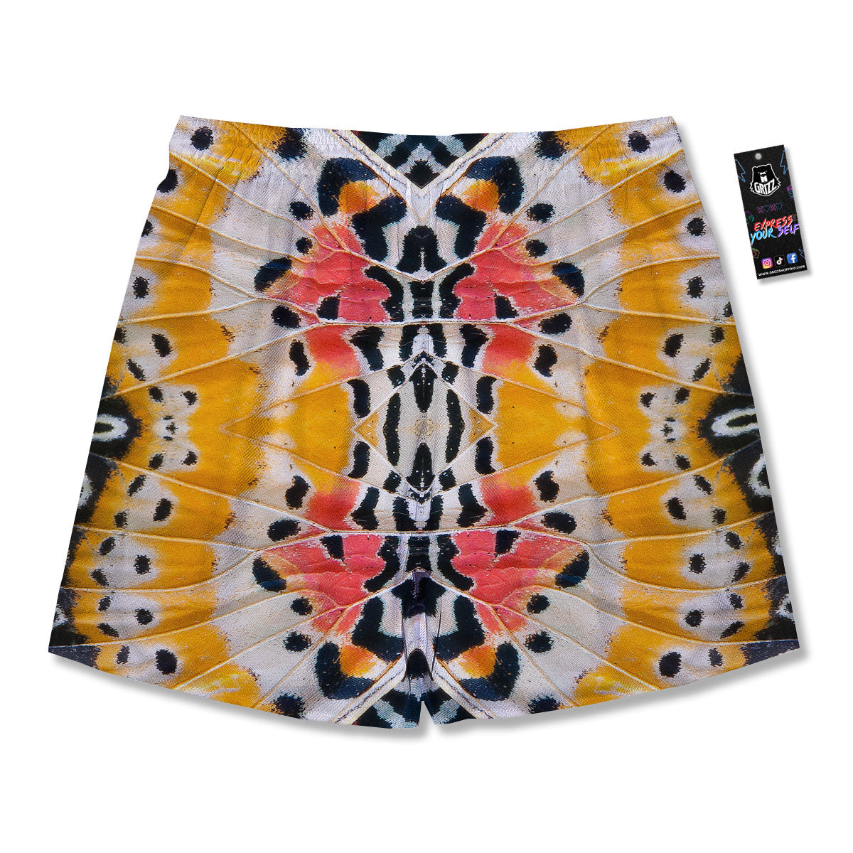 Butterfly Wings Orange Monarch Print Men's Running Shorts-grizzshop