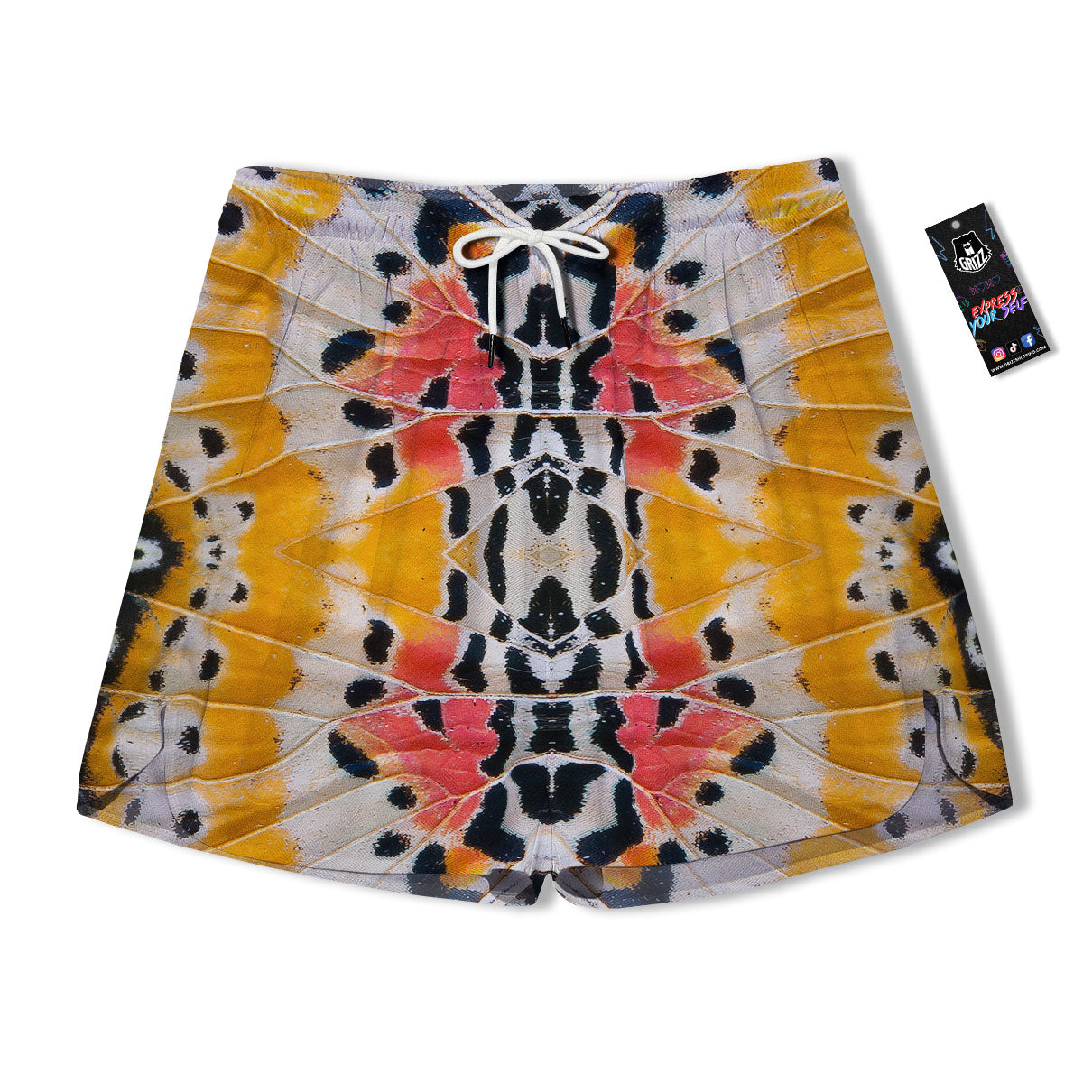 Butterfly Wings Orange Monarch Print Men's Running Shorts-grizzshop
