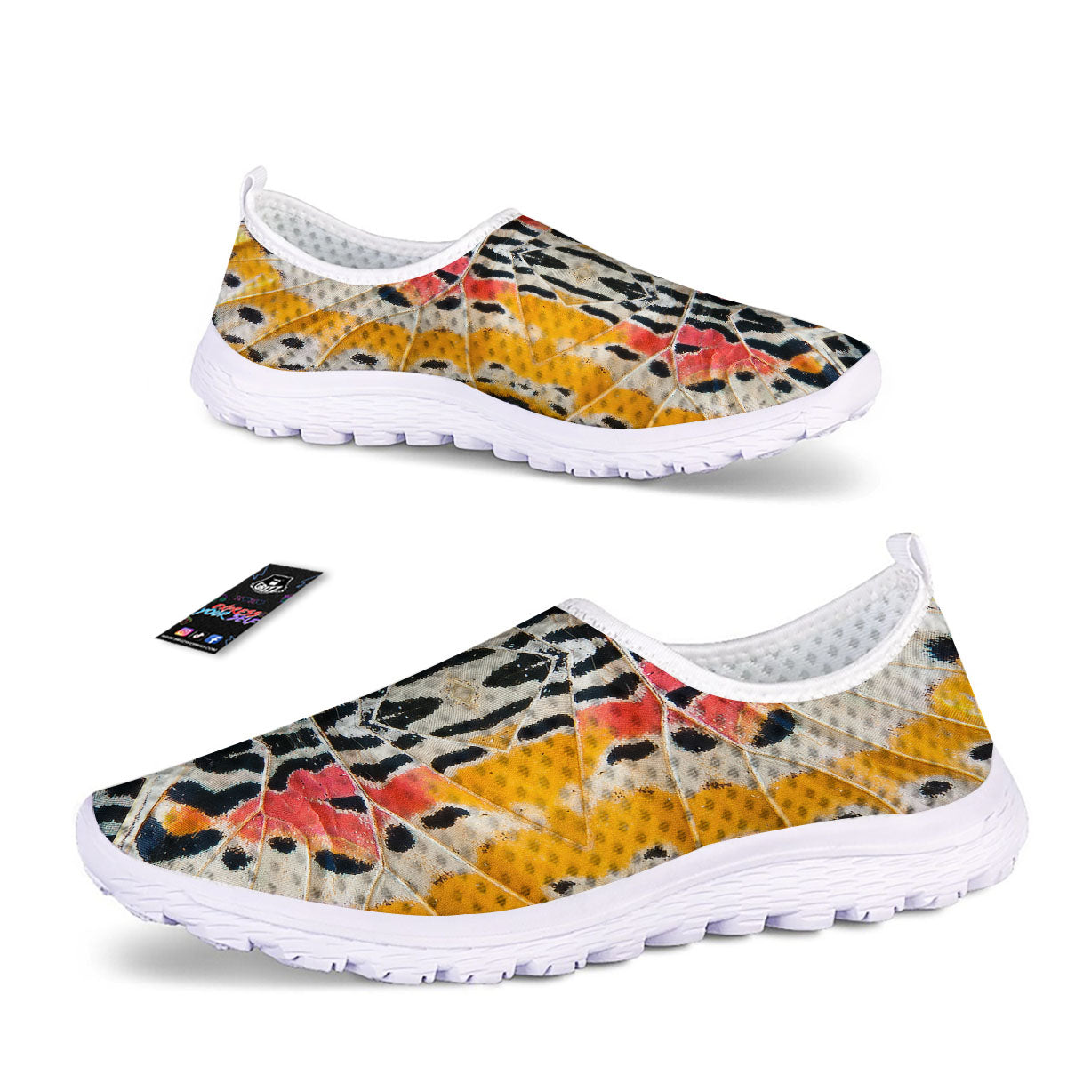 Butterfly Wings Orange Monarch Print Nurse Shoes-grizzshop