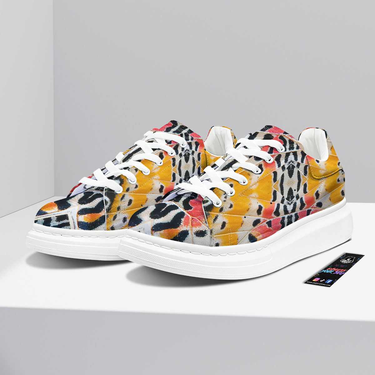 Butterfly Wings Orange Monarch Print Platform Shoes-grizzshop