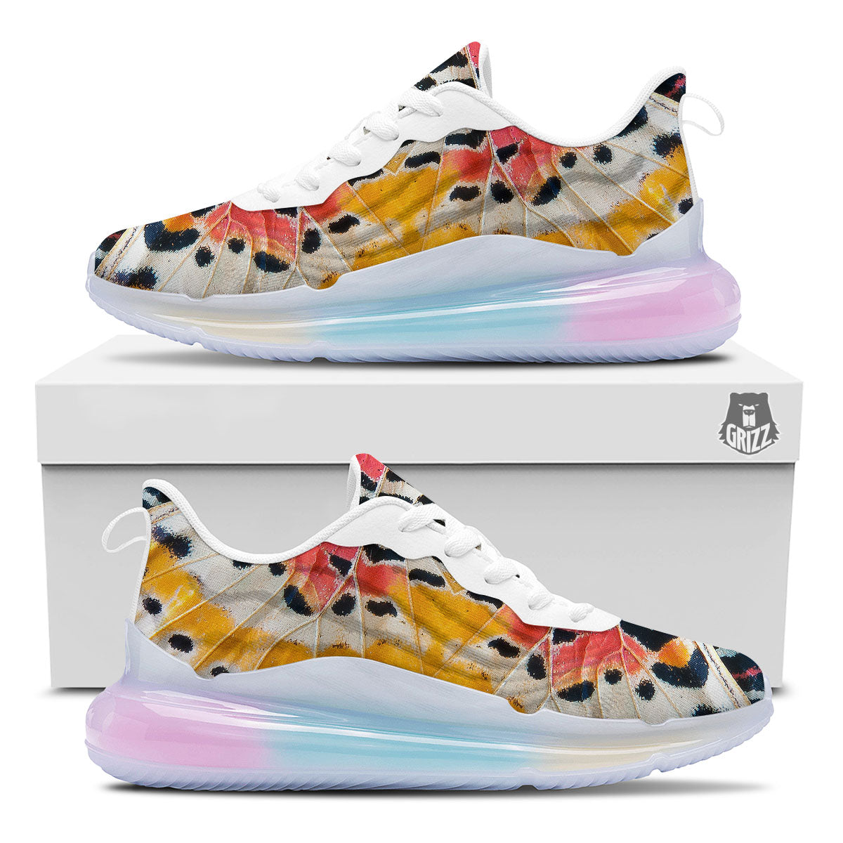 Butterfly Wings Orange Monarch Print Running Sneakers-grizzshop