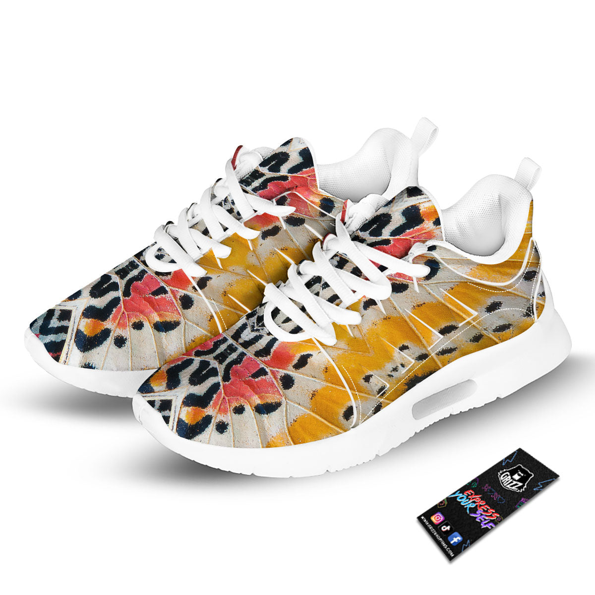 Butterfly Wings Orange Monarch Print Tennis Shoes-grizzshop