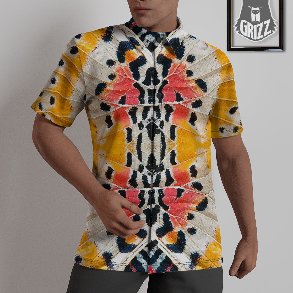Butterfly Wings Orange Monarch Print Untucked Shirts-grizzshop