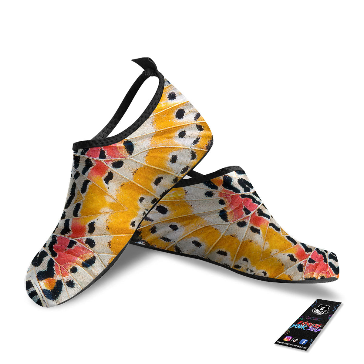 Butterfly Wings Orange Monarch Print Water Shoes-grizzshop