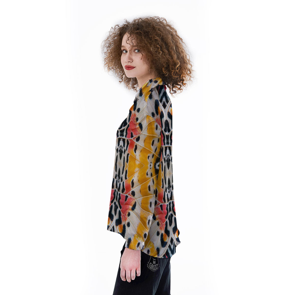 Butterfly Wings Orange Monarch Print Women's Long Sleeve Shirts-grizzshop