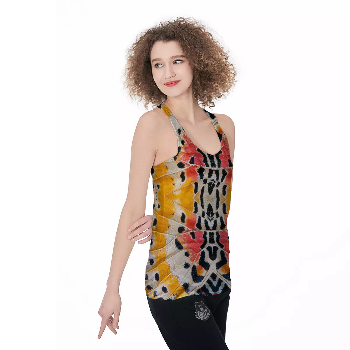 Butterfly Wings Orange Monarch Print Women's Racerback Tank Top-grizzshop
