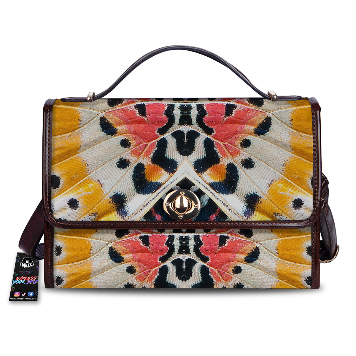 Butterfly Wings Orange Monarch Print Women's Satchel Bag-grizzshop