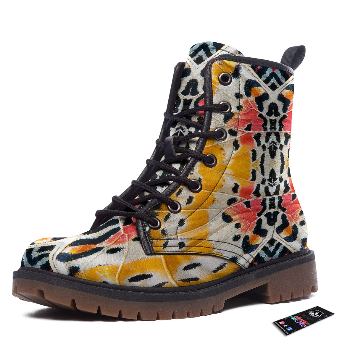 Butterfly Wings Orange Monarch Print Work Boots-grizzshop