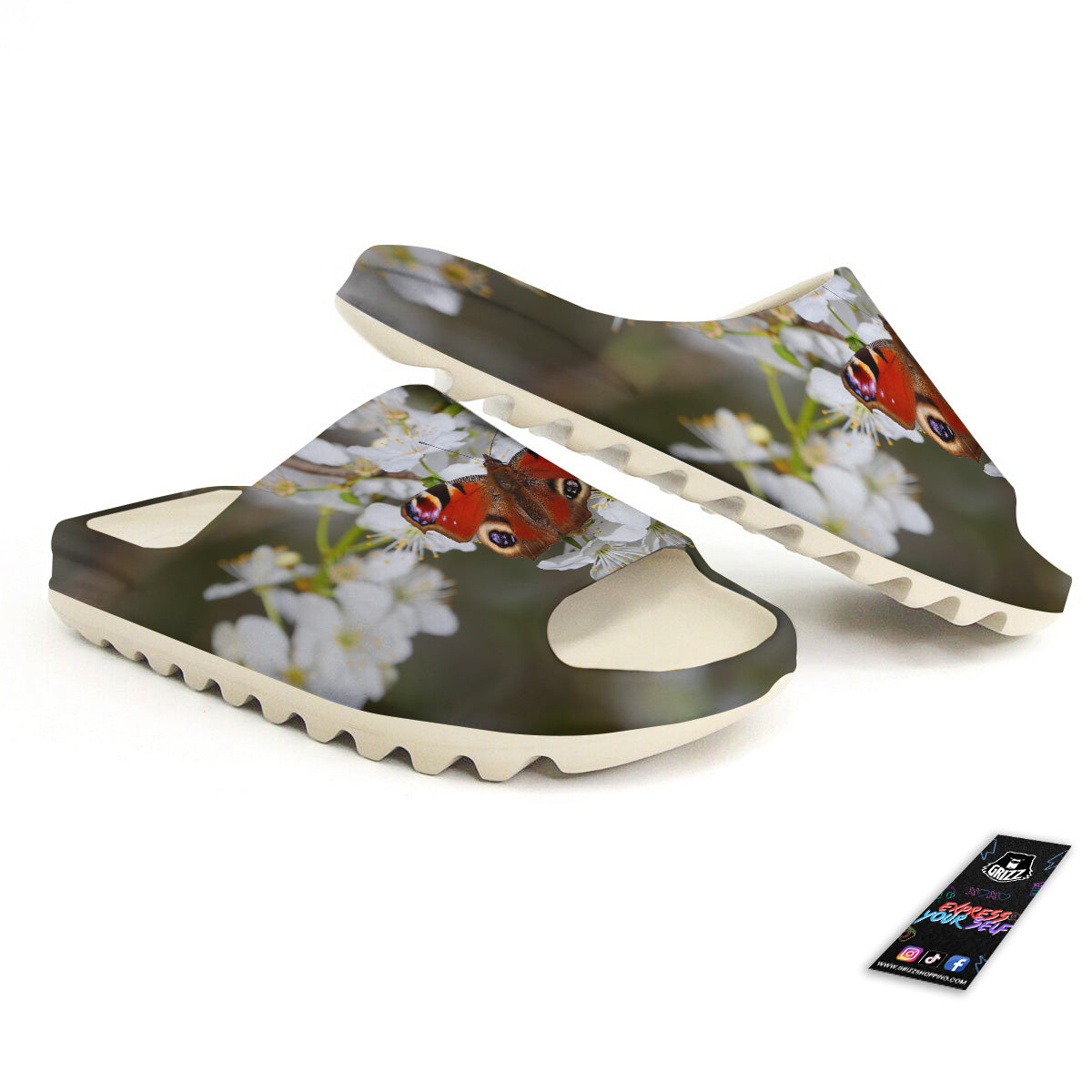 Butterfly Blossom Flower Print Sandals-grizzshop
