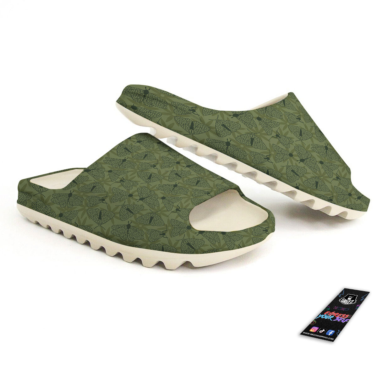 Butterfly Monarch Green Print Pattern Sandals-grizzshop
