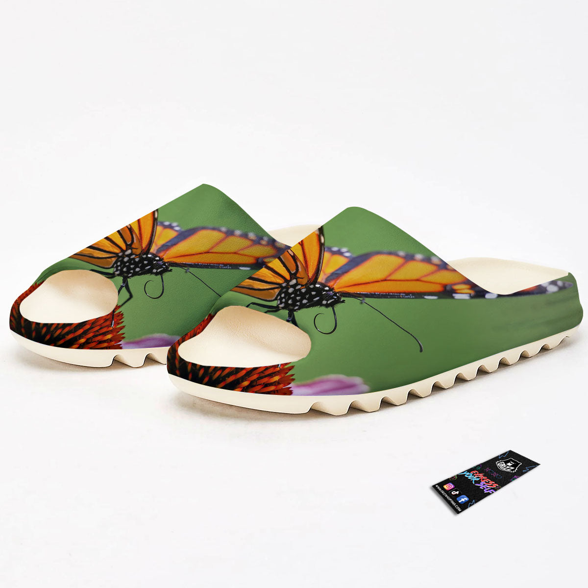 Butterfly Monarch Orange Print Sandals-grizzshop