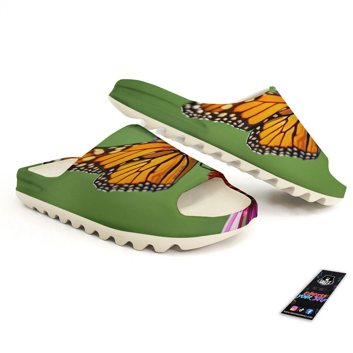Butterfly Monarch Orange Print Sandals-grizzshop