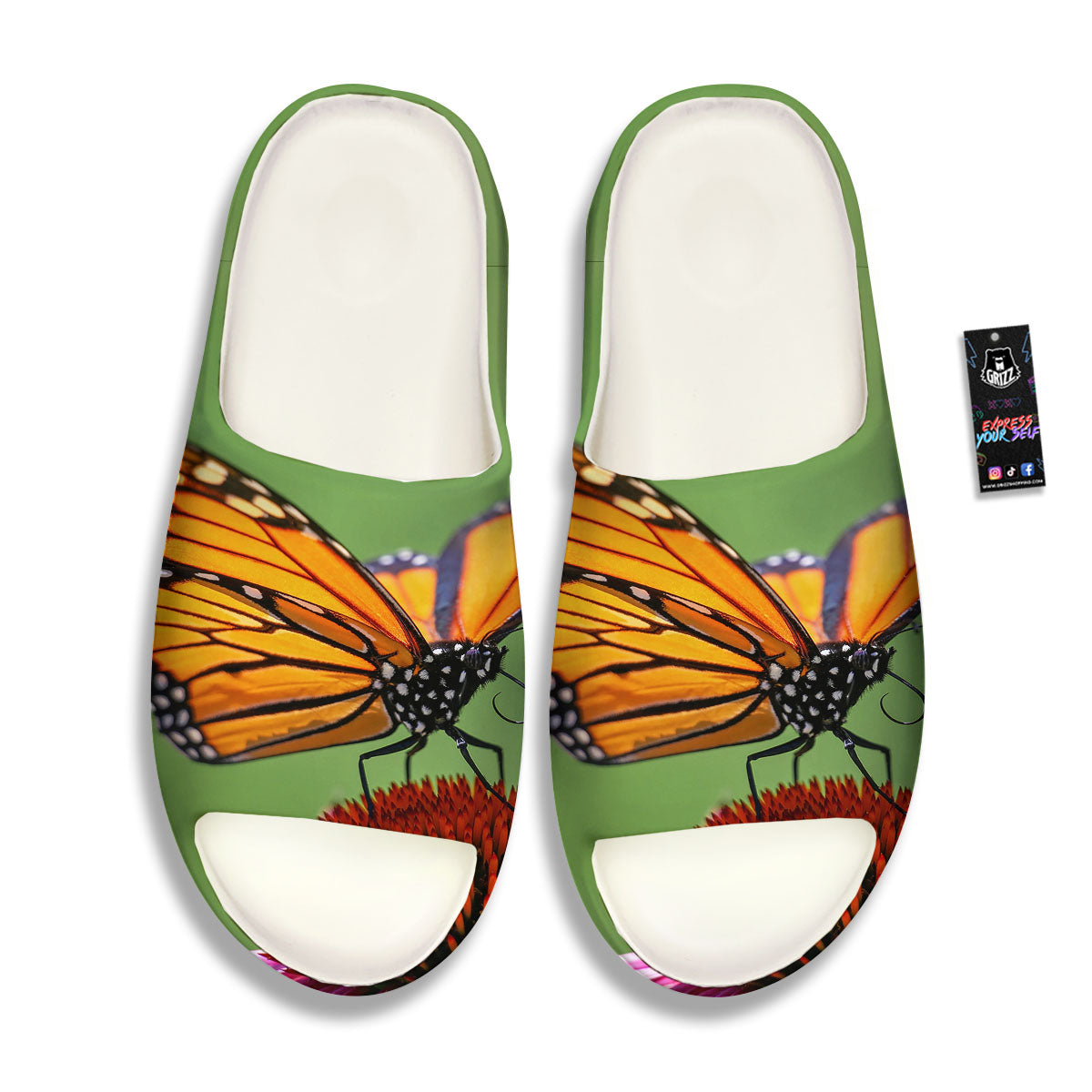Butterfly Monarch Orange Print Sandals-grizzshop