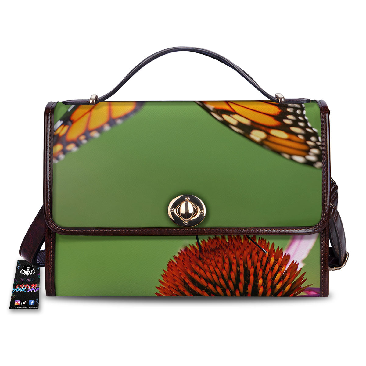 Butterfly Monarch Orange Print Women's Satchel Bag
