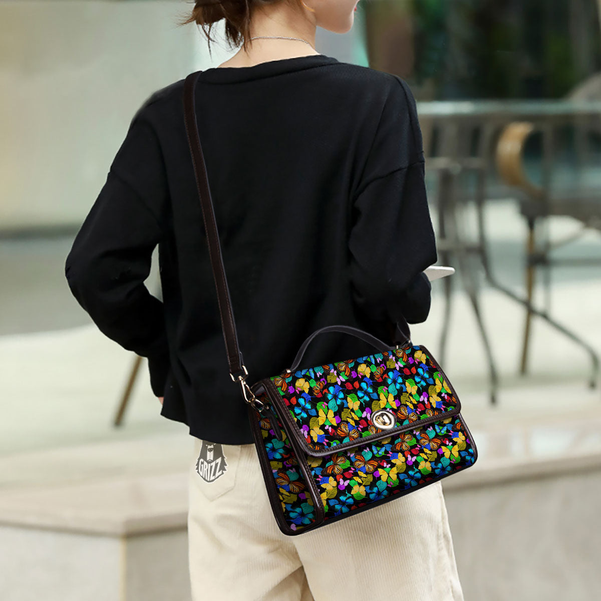 Butterfly Rainbow Print Pattern Women's Satchel Bag