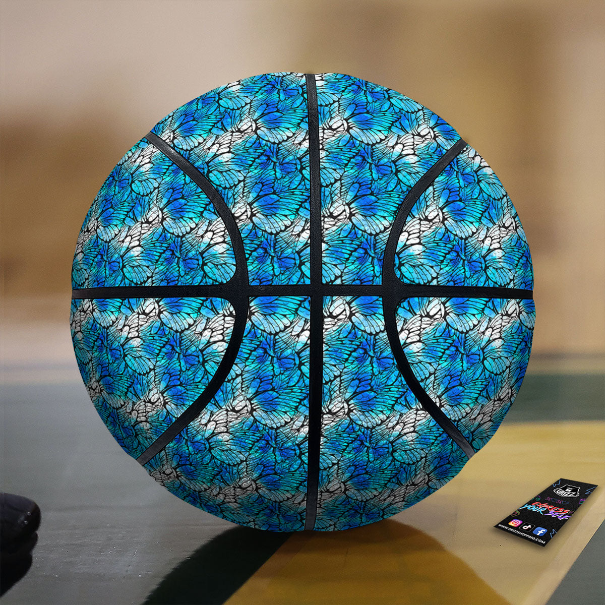 Butterfly Watercolor Blue Print Pattern Basketball