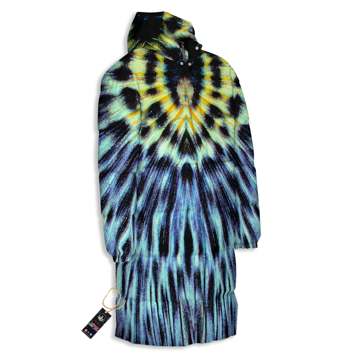 Butterfly Wing Skin Blue Print Long Down Jacket