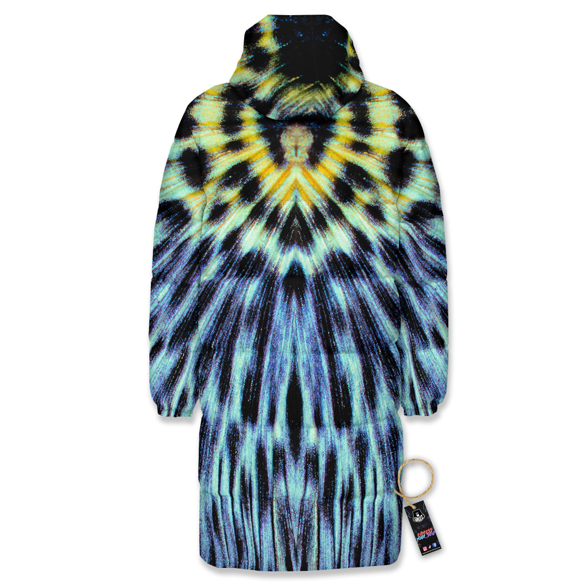 Butterfly Wing Skin Blue Print Long Down Jacket
