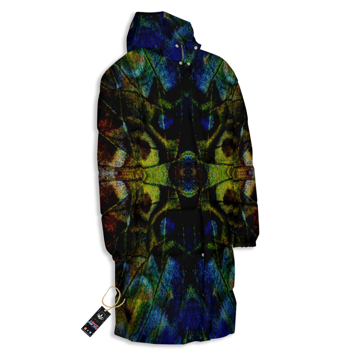 Butterfly Wing Skin Dark Print Long Down Jacket