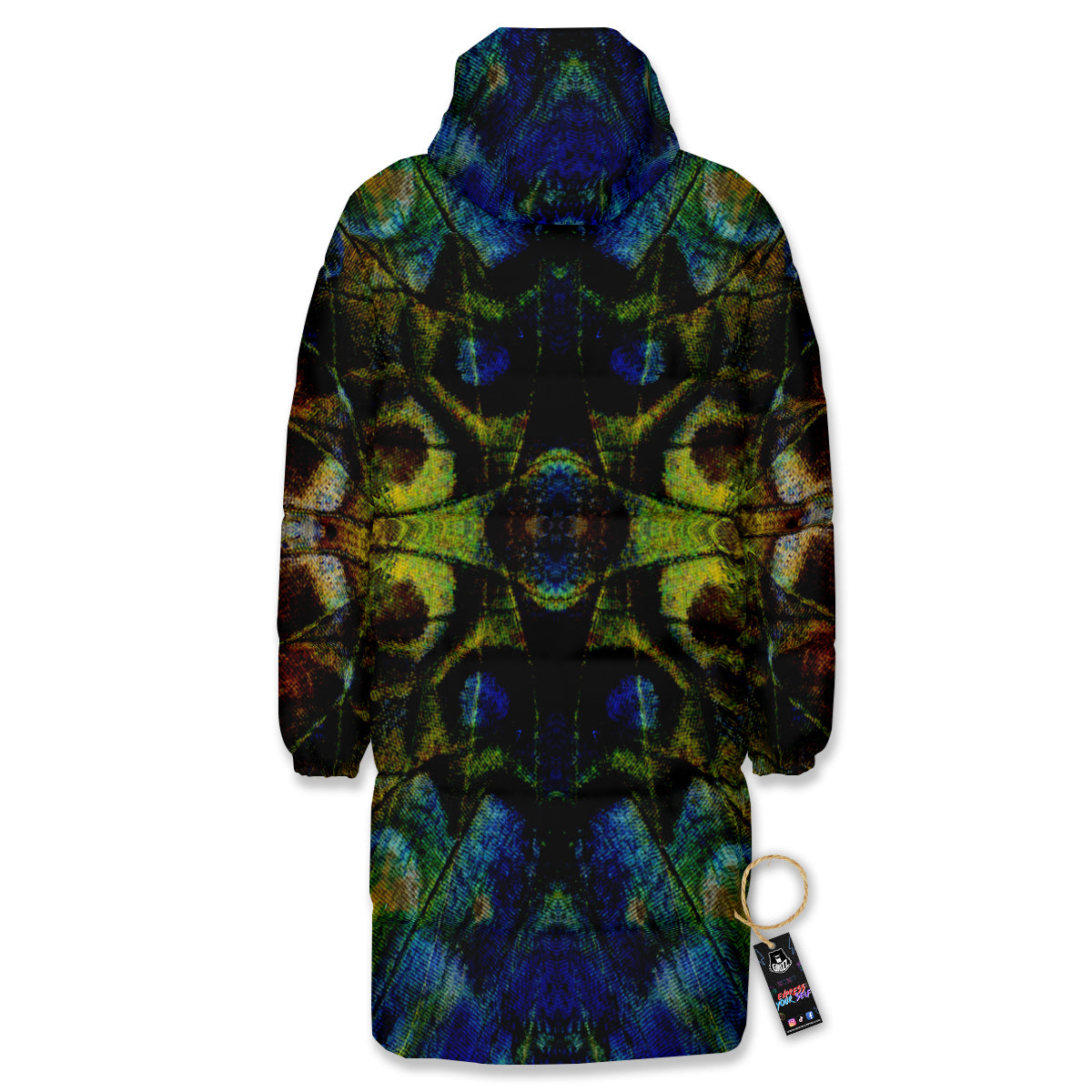 Butterfly Wing Skin Dark Print Long Down Jacket
