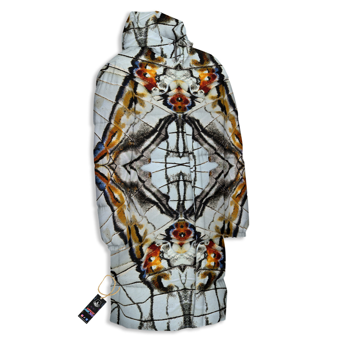 Butterfly Wing Skin Grey Print Long Down Jacket